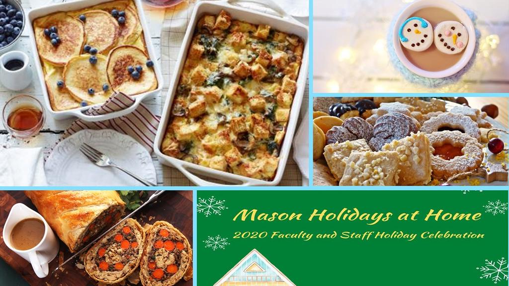 Photo showing various kinds of holiday food- cookies, hot chocolate, etc!